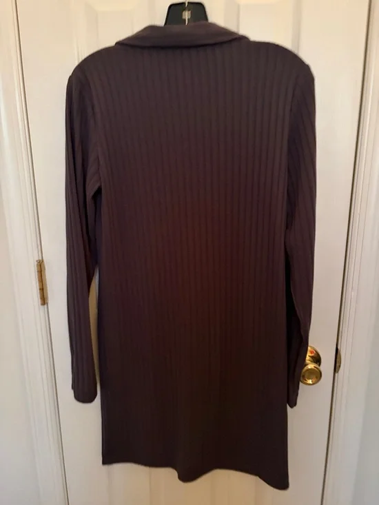 LOFT Ribbed Button-Front Dress - Picture 2 of 4